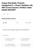 Oregon Real Estate &vert; Property&NewLine;Management 3 - A Exam &vert; Questions with&NewLine;100&percnt; Correct Answers &vert; Verified &vert; Latest&NewLine;Update 2026&sol;2027&NewLine;