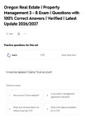 Oregon Real Estate &vert; Property&NewLine;Management 3 - B Exam &vert; Questions with&NewLine;100&percnt; Correct Answers &vert; Verified &vert; Latest&NewLine;Update 2026&sol;2027
