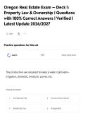 Oregon Real Estate Exam &mdash; Deck 1&colon;&NewLine;Property Law & Ownership &vert; Questions&NewLine;with 100&percnt; Correct Answers &vert; Verified &vert;&NewLine;Latest Update 2026&sol;2027