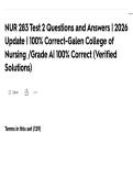NUR 283 Test 2 Questions and Answers &vert; 2026 Update &vert; 100&percnt; Correct-Galen College of Nursing &sol;Grade A&vert; 100&percnt; Correct &lpar;Verified Solutions&rpar;