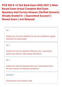 FTCE ESE K-12 Test Bank Exam 2026-2027 &vert;&vert; Most &NewLine;Recent Exam Actual Complete Real Exam &NewLine;Questions And Correct Answers &lpar;Verified Answers&rpar; &NewLine;Already Graded A&plus; &vert; Guaranteed Success&excl;&excl; &vert; &NewLine;Newest Exam &vert; Just Released 