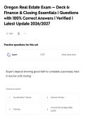 Oregon Real Estate Exam &mdash; Deck 6&colon;&NewLine;Finance & Closing Essentials &vert; Questions&NewLine;with 100&percnt; Correct Answers &vert; Verified &vert;&NewLine;Latest Update 2026&sol;2027