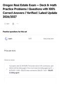 Oregon Real Estate Exam &mdash; Deck 8&colon; Math&NewLine;Practice Problems &vert; Questions with 100&percnt;&NewLine;Correct Answers &vert; Verified &vert; Latest Update&NewLine;2026&sol;2027