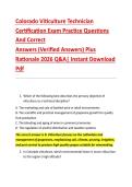 Colorado Viticulture Technician &NewLine;Certification Exam Practice Questions &NewLine;And Correct  &NewLine;Answers &lpar;Verified Answers&rpar; Plus  &NewLine;Rationale 2026 Q&A&vert; Instant Download &NewLine;Pdf 