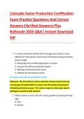 Colorado Swine Production Certification &NewLine;Exam Practice Questions And Correct  &NewLine;Answers &lpar;Verified Answers&rpar; Plus  &NewLine;Rationale 2026 Q&A&vert; Instant Download &NewLine;Pdf  