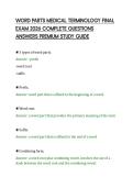 WORD PARTS MEDICAL TERMINOLOGY FINAL&NewLine;EXAM 2026 COMPLETE QUESTIONS&NewLine;ANSWERS PREMIUM STUDY GUIDE&NewLine;