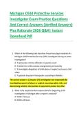 Michigan Child Protective Services &NewLine;Investigator Exam Practice Questions &NewLine;And Correct Answers &lpar;Verified Answers&rpar; &NewLine;Plus Rationale 2026 Q&A&vert; Instant &NewLine;Download Pdf 