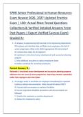 SPHR Senior Professional in Human Resources &NewLine;Exam Newest 2026- 2027 Updated Practice &NewLine;Exam &vert; 150&plus; Actual Most Tested Questions &NewLine;Collections & Verified Detailed Answers From &NewLine;Past Papers &vert; Expert Verified Success Exam&rpar; &NewLine;Graded A&plus;