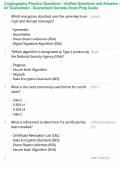 Cryptography Practice Questions - Verified Questions and Answers - A&plus; Guaranteed - Guaranteed Success Exam Prep Guide