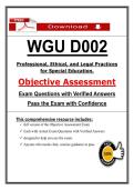 WGU D002 Objective Assessment &ndash; Professional Ethical and Legal Practices for Special Education &ndash; &lpar;2026&rpar; Actual Questions & Answers &lpar;WGU&rpar; 100&percnt; Guarantee Pass