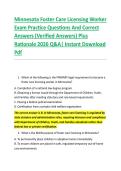 Minnesota Foster Care Licensing Worker &NewLine;Exam Practice Questions And Correct &NewLine;Answers &lpar;Verified Answers&rpar; Plus &NewLine;Rationale 2026 Q&A&vert; Instant Download &NewLine;Pdf 