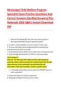 Mississippi Child Welfare Program &NewLine;Specialist Exam Practice Questions And &NewLine;Correct Answers &lpar;Verified Answers&rpar; Plus &NewLine;Rationale 2026 Q&A&vert; Instant Download &NewLine;Pdf
