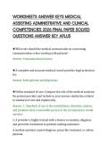 WORKSHEETS ANSWER KEYS MEDICAL&NewLine;ASSISTING ADMINISTRATIVE AND CLINICAL&NewLine;COMPETENCIES 2026 FINAL PAPER SOLVED&NewLine;QUESTIONS ANSWER KEY APLUS