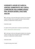 WORKSHEETS ANSWER KEYS MEDICAL&NewLine;ASSISTING ADMINISTRATIVE AND CLINICAL&NewLine;COMPETENCIES 2026 LEARNING MODULE&NewLine;FINAL REVISION MATERIAL STRUCTURED&NewLine;ANALYSIS
