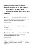 WORKSHEETS ANSWER KEYS MEDICAL&NewLine;ASSISTING ADMINISTRATIVE AND CLINICAL&NewLine;COMPETENCIES 2026 MOCK PAPER&NewLine;COMPREHENSIVE REVIEW NOTES ANALYTICAL&NewLine;SUMMARY