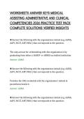 WORKSHEETS ANSWER KEYS MEDICAL&NewLine;ASSISTING ADMINISTRATIVE AND CLINICAL&NewLine;COMPETENCIES 2026 PRACTICE TEST PACK&NewLine;COMPLETE SOLUTIONS VERIFIED INSIGHTS