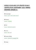 WORLD SCHOLARS CUP UPDATED EXAM II&NewLine;CERTIFICATION ASSESSMENT 2026 VERIFIED&NewLine;ANSWERS GRADED A&plus;