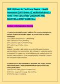 NUR 101 Exam 4 &sol; Final Exam Review &ndash; Health &NewLine;Assessment &lpar;100&percnt; Correct &vert; Verified Solutions&rpar; &ndash; &NewLine;Fortis 7 PARTS EXAM 100 QUESTIONS AND &NewLine;ANSWERS ALREADY GRADED A&plus; 