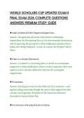 WORLD SCHOLARS CUP UPDATED EXAM II&NewLine;FINAL EXAM 2026 COMPLETE QUESTIONS&NewLine;ANSWERS PREMIUM STUDY GUIDE&NewLine;