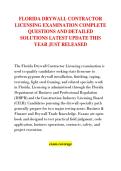 FLORIDA DRYWALL CONTRACTOR &NewLine;LICENSING EXAMINATION COMPLETE &NewLine;QUESTIONS AND DETAILED &NewLine;SOLUTIONS LATEST UPDATE THIS &NewLine;YEAR JUST RELEASED