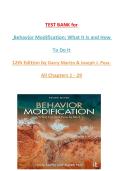TEST BANK For Behavior Modification&colon; What It Is and How To Do It&comma; 12th Edition by Martin & Pear&comma; All 29 Chapters Covered&comma; Verified Latest Edition