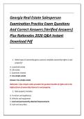 Georgia Real Estate Salesperson &NewLine;Examination Practice Exam Questions &NewLine;And Correct Answers &lpar;Verified Answers&rpar; &NewLine;Plus Rationales 2026 Q&A Instant &NewLine;Download Pdf 