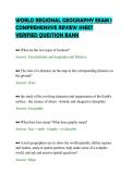 WORLD REGIONAL GEOGRAPHY EXAM 1&NewLine;COMPREHENSIVE REVIEW SHEET&NewLine;VERIFIED QUESTION BANK