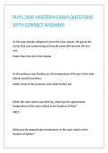 PHYS 2600 MIDTERM EXAM QUESTIONS WITH CORRECT ANSWERS 