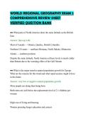 WORLD REGIONAL GEOGRAPHY EXAM 2&NewLine;COMPREHENSIVE REVIEW SHEET&NewLine;VERIFIED QUESTION BANK&NewLine;