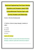 Electrical Engineering Final Exam Review &NewLine;Questions and Answers Latest 2026 &NewLine;Comprehensive Practice Exam with &NewLine;Correct Answers and Rationales 