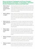 Secure Architecture Cryptography and Privacy Principles - Verified Questions and Answers - A&plus; Guaranteed - Guaranteed Success Comprehensive Cybersecurity Study Guide