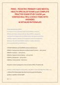 PMHS - PEDIATRIC PRIMARY CARE MENTAL &NewLine;HEALTH SPECIALIST EXAM 2026 COMPLETE  &NewLine;PRACTICE EXAM STUDY GUIDE 400  VERIFIED MULTIPLE-CHOICE ITEMS WITH  ANSWERS  & DETAILED RATIONALES