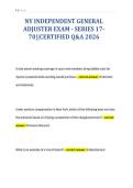NY INDEPENDENT GENERAL&NewLine;ADJUSTER EXAM - SERIES 17-&NewLine;70&vert;&vert;CERTIFIED Q&A 2026