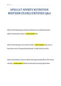 APK6167-SPORTS NUTRITION&NewLine;MIDTERM EXAM&vert;&vert;CERTIFIED Q&A