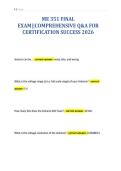 ME 351 FINAL&NewLine;EXAM&vert;&vert;COMPREHENSIVE Q&A FOR&NewLine;CERTIFICATION SUCCESS 2026&NewLine;
