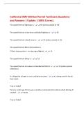 California DMV Written Permit Test Exam Questions&NewLine;and Answers &vert; Update &vert; 100&percnt; Correct&period;&NewLine;The speed limit on highways is - 65 &lpar;unless posted at 70&rpar;&NewLine;The speed limit on a two-lane undivided highway is - 55&NewLine;The speed limit o