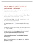 California DMV Permit Test Exam Questions and&NewLine;Answers &vert; Update &vert; 100&percnt; Correct&period;&NewLine;Generally speaking&comma; you are in a large truck's blind spot if you - Cannot see&NewLine;the truck driver in the truck's side mirrors&NewLine;You want to make a right turn at th