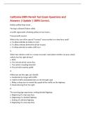 California DMV Permit Test Exam Questions and&NewLine;Answers &vert; Update &vert; 100&percnt; Correct&period;&NewLine;Broken yellow lines mean&period;&period;&period;&NewLine;Passing is allowed if done safely&NewLine;A traffic signal with a flashing yellow arrow means&period;&period;&period;&NewLine;Proceed with caution&NewLine;What is the use of the special 