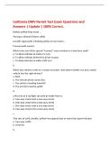 California DMV Permit Test Exam Questions and&NewLine;Answers &vert; Update &vert; 100&percnt; Correct&period;&NewLine;Broken yellow lines mean&period;&period;&period;&NewLine;Passing is allowed if done safely&NewLine;A traffic signal with a flashing yellow arrow means&period;&period;&period;&NewLine;Proceed with caution&NewLine;What is the use of the special 