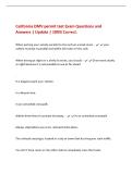 California DMV permit test Exam Questions and&NewLine;Answers &vert; Update &vert; 100&percnt; Correct&period;&NewLine;&period;&NewLine;When parking your vehicle parallel to the curb on a level street - your&NewLine;vehicle mu