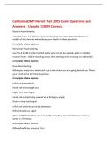 California DMV Permit Test 2025 Exam Questions and&NewLine;Answers &vert; Update &vert; 100&percnt; Correct&period;&NewLine;Hand to hand steering&NewLine;Hands at 9 and 3 o'clock or 8 and 4 o'clock&comma; do not cross your hands over the&NewLine;middle of the steering wheel&comma; keep your hands in thes
