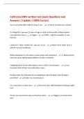 California DMV written test Exam Questions and&NewLine;Answers &vert; Update &vert; 100&percnt; Correct&period;&NewLine;You must notify DMV within 5 days if you&colon; - Sell or transfer your vehicle&NewLine;It is illegal for a person 21 years of age or older to drive with a blood alcohol&NewLine;concentration t