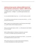 California drivers permit&comma; California DMV Permit Test&NewLine;Exam Questions and Answers &vert; Update &vert; 100&percnt; Correct&period;&NewLine;IT is illegal for a person 21 years of age or older to drive with a blood alcohol&NewLine;concentration that is &lowbar;&lowbar; OR higher&period; - 0&period;08&percnt;- eight hundredths of