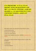 CNA PROMETRIC ACTUAL EXAM &NewLine;2026&sol;2027 WITH 150 QUESTIONS AND &NewLine;100&percnt; ACCURATE ANSWERS &vert; ALREADY &NewLine;GRADED A&plus; &vert; GUARANTEED SUCCESS &vert; &NewLine;CERTIFIED NURSING ASSISTANT &NewLine;FINAL EXAM 
