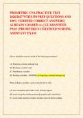 PROMETRIC CNA PRACTICE TEST &NewLine;2026&sol;2027 WITH 350 PREP QUESTIONS AND &NewLine;100&percnt; VERIFIED CORRECT ANSWERS &vert; &NewLine;ALREADY GRADED A&plus; &vert; GUARANTEED &NewLine;PASS &vert; PROMETRICS CERTIFIED NURSING &NewLine;ASSISTANT EXAM