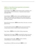 CBRN C3- Chem Block Exam questions and answers&NewLine;Graded A&plus; latest update&NewLine;Chemical Agents&sol; CWA -A chemical substance which is intended for use in&NewLine;military operations to kill&comma; seriously injure&comma; or incapacitate mainly through its&NewLine;physiological effects&NewLine;Che