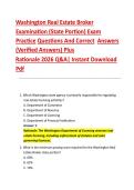 Washington Real Estate Broker &NewLine;Examination &lpar;State Portion&rpar; Exam &NewLine;Practice Questions And Correct  Answers &NewLine;&lpar;Verified Answers&rpar; Plus   &NewLine;Rationale 2026 Q&A&vert; Instant Download &NewLine;Pdf  