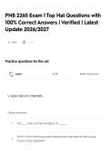 PNB 2265 Exam 1 Top Hat Questions with&NewLine;100&percnt; Correct Answers &vert; Verified &vert; Latest&NewLine;Update 2026&sol;2027