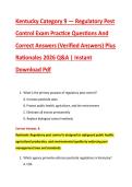 Kentucky Category 9 &mdash; Regulatory Pest &NewLine;Control Exam Practice Questions And &NewLine;Correct Answers &lpar;Verified Answers&rpar; Plus &NewLine;Rationales 2026 Q&A &vert; Instant &NewLine;Download Pdf 