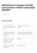 PNB 2265 Exam 2 &vert; Questions with 100&percnt;&NewLine;Correct Answers &vert; Verified &vert; Latest Update&NewLine;2026&sol;2027